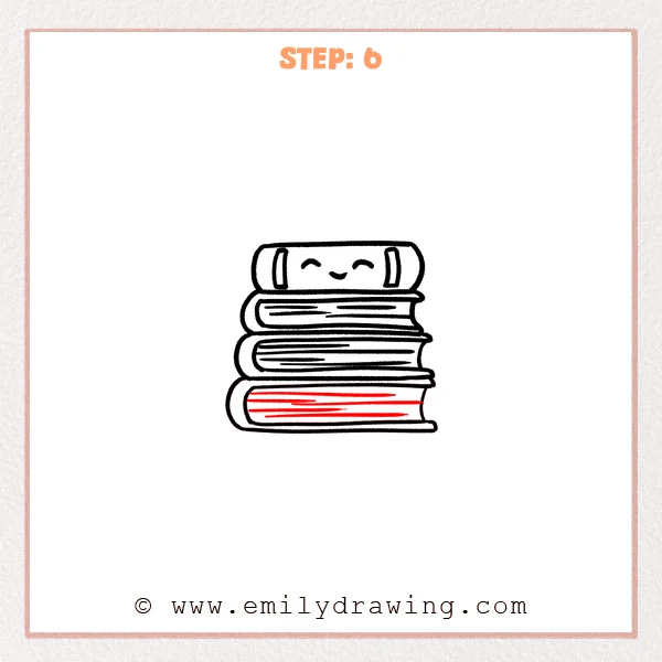 how to draw a stack of books - Step 6